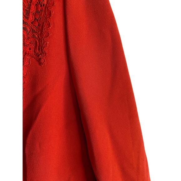 Zuhair Murad Mini Dress Lace Detail One Shoulder Long Sleeve Molten Lava Size 38 - Picture 12 of 12
